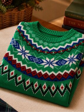 Classic Fair Isle Holiday Sweater Cozy Winter Lodge Knit